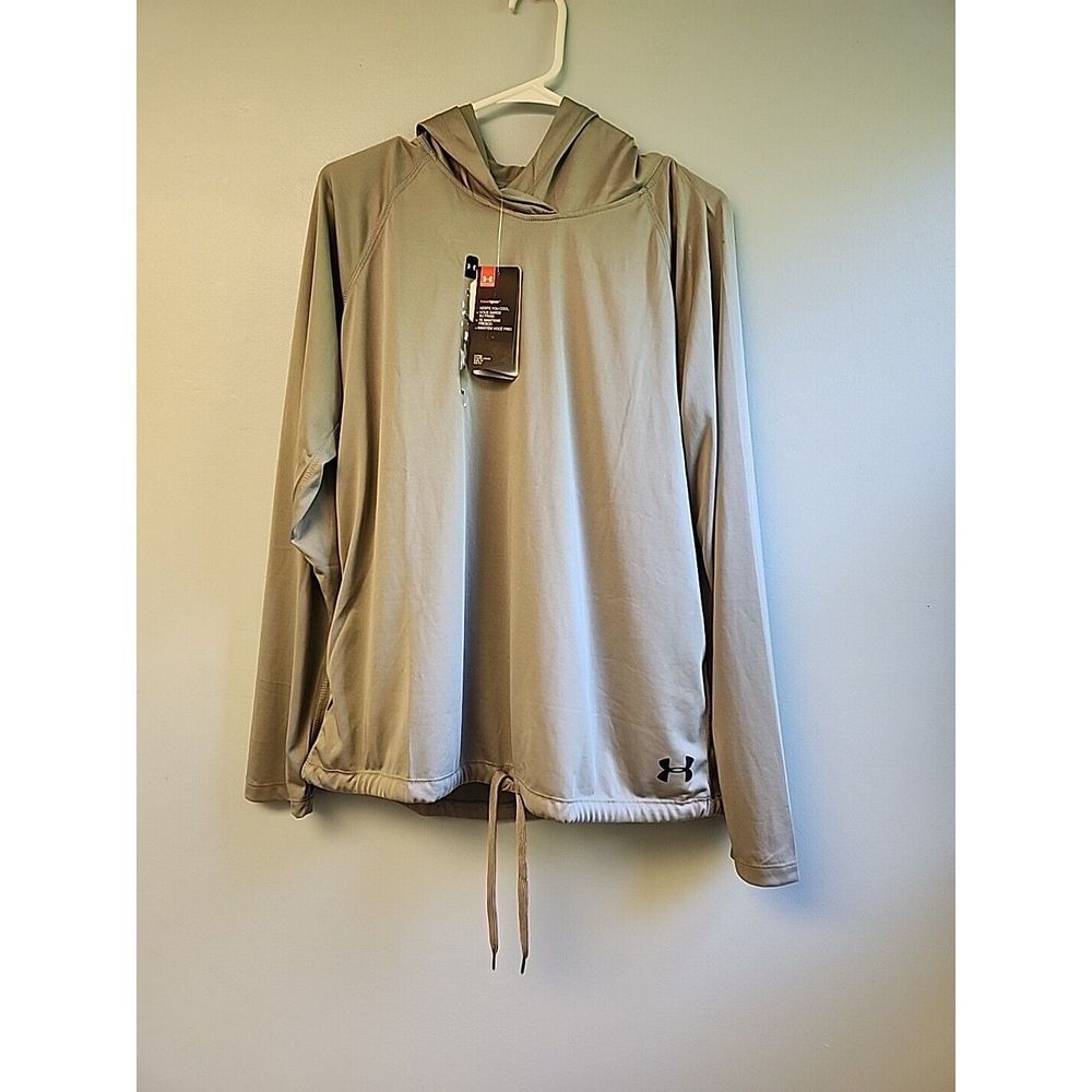 Under Armour Womens M Gray‎ Heatgear Velocity Twist Hoodie 1298715